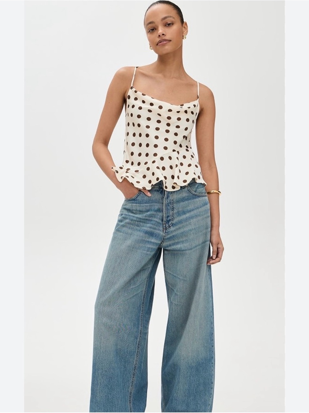 ASTR the Label Everli brown polka dot top